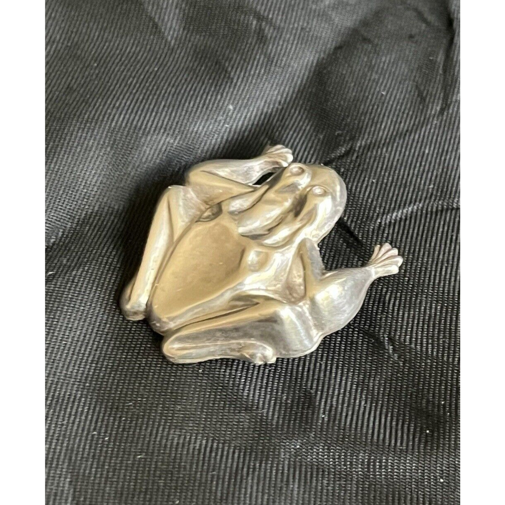 Vintage Sterling Silver Frog Brooch Pin Frog Jewelry Brooch Pin 1 1/4"